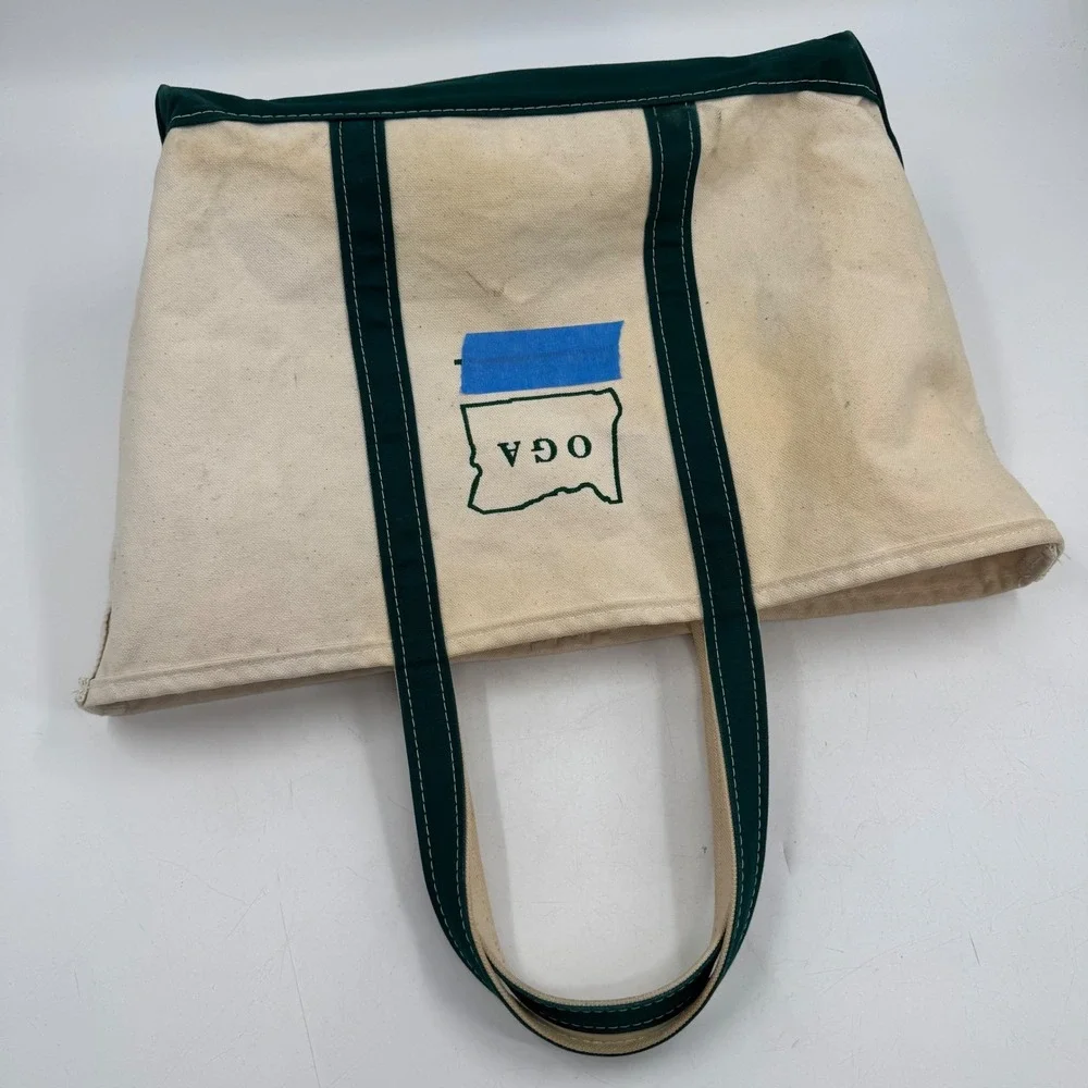 Vintage LL‎ Bean Boat and Tote Bag Canvas Green Oregon OGA Graphic - Picture 13 of 13